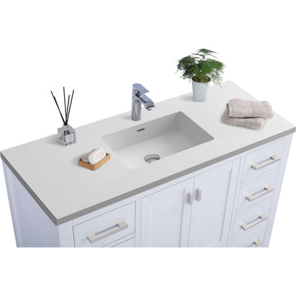 Wilson 48" White Bathroom Vanity with Matte White VIVA Stone Solid Surface Countertop - 313ANG-48W-MW