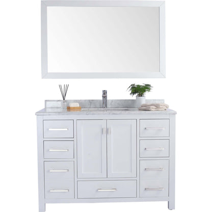 Wilson 48" White Bathroom Vanity with White Carrara Marble Countertop - 313ANG-48W-WC