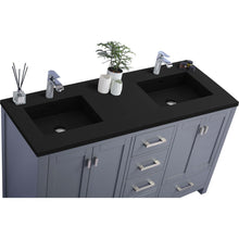 Load image into Gallery viewer, Wilson 60&quot; Grey Double Sink Bathroom Vanity with Matte Black VIVA Stone Solid Surface Countertop - 313ANG-60G-MB