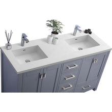 Load image into Gallery viewer, Wilson 60&quot; Grey Double Sink Bathroom Vanity with Matte White VIVA Stone Solid Surface Countertop - 313ANG-60G-MW