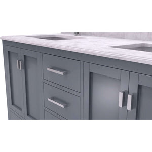 Wilson 60" Grey Double Sink Bathroom Vanity with White Carrara Marble Countertop - 313ANG-60G-WC