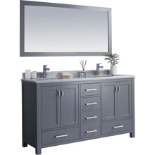 Load image into Gallery viewer, Wilson 60&quot; Grey Double Sink Bathroom Vanity with White Stripes Marble Countertop - 313ANG-60G-WS
