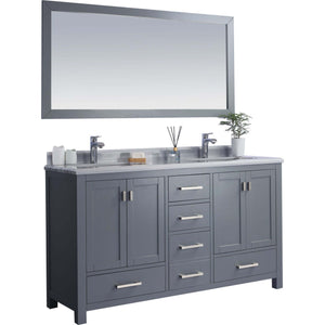 Wilson 60" Grey Double Sink Bathroom Vanity with White Stripes Marble Countertop - 313ANG-60G-WS