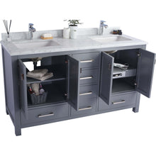 Load image into Gallery viewer, Wilson 60&quot; Grey Double Sink Bathroom Vanity with White Stripes Marble Countertop - 313ANG-60G-WS