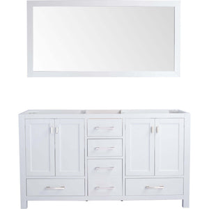 Wilson 60" White Double Sink Bathroom Vanity Cabinet - 313ANG-60W