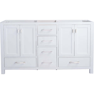 Wilson 60" White Double Sink Bathroom Vanity Cabinet - 313ANG-60W