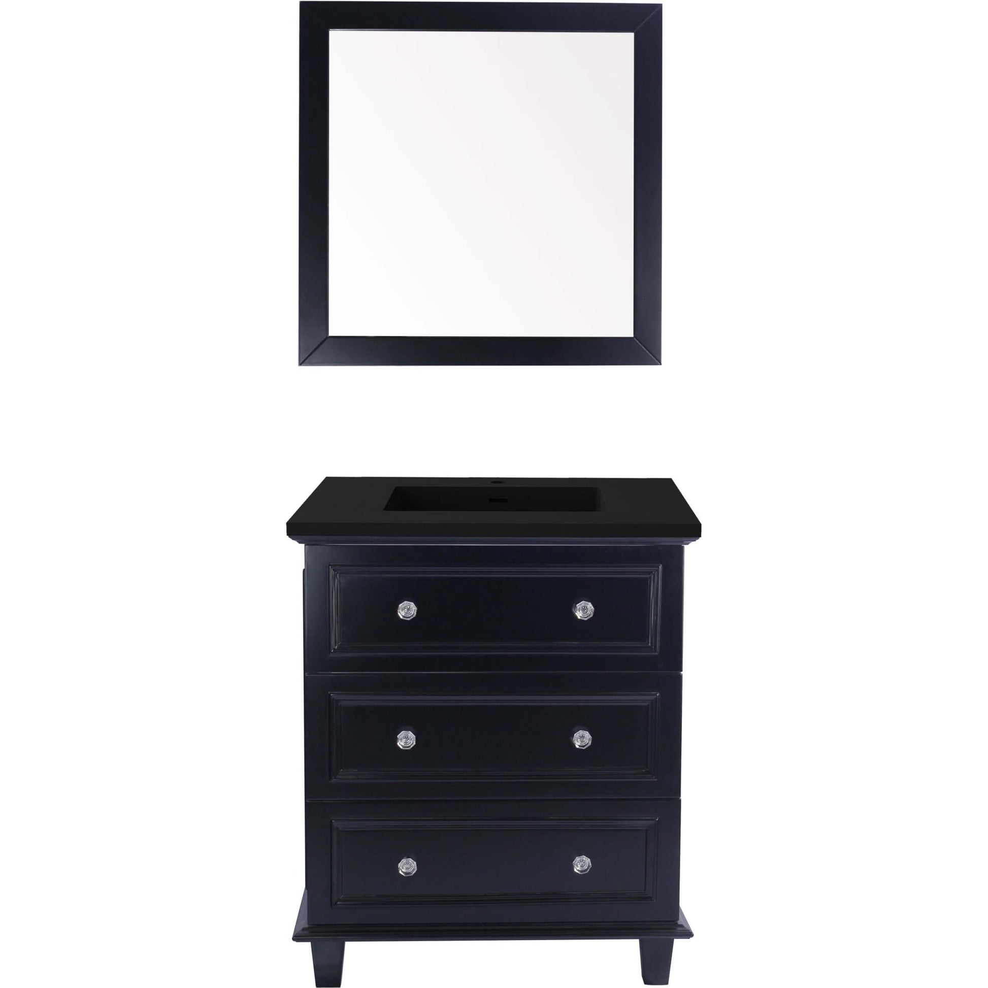 Luna 30" Espresso Bathroom Vanity with Matte Black VIVA Stone Solid Surface Countertop - 313DVN-30E-MB