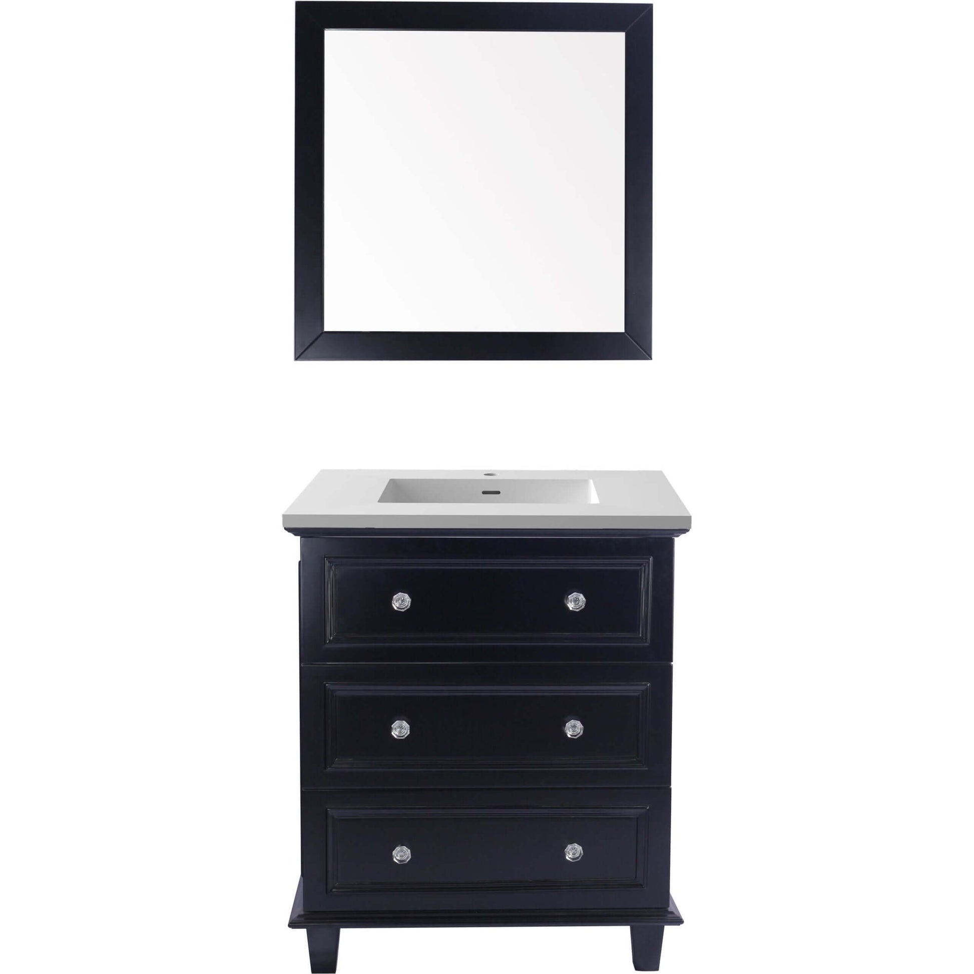 Luna 30" Espresso Bathroom Vanity with Matte White VIVA Stone Solid Surface Countertop - 313DVN-30E-MW