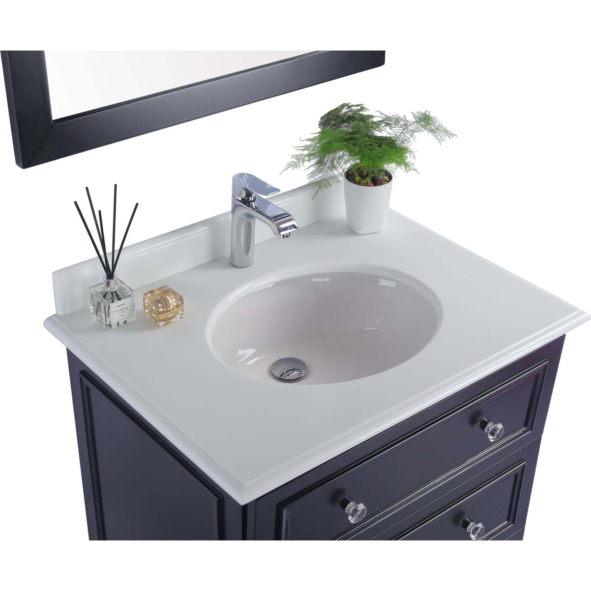 Luna 30" Espresso Bathroom Vanity with Pure White Phoenix Stone Countertop - 313DVN-30E-PW