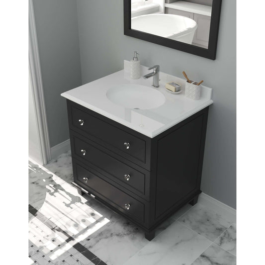 Luna 30" Espresso Bathroom Vanity with Pure White Phoenix Stone Countertop - 313DVN-30E-PW