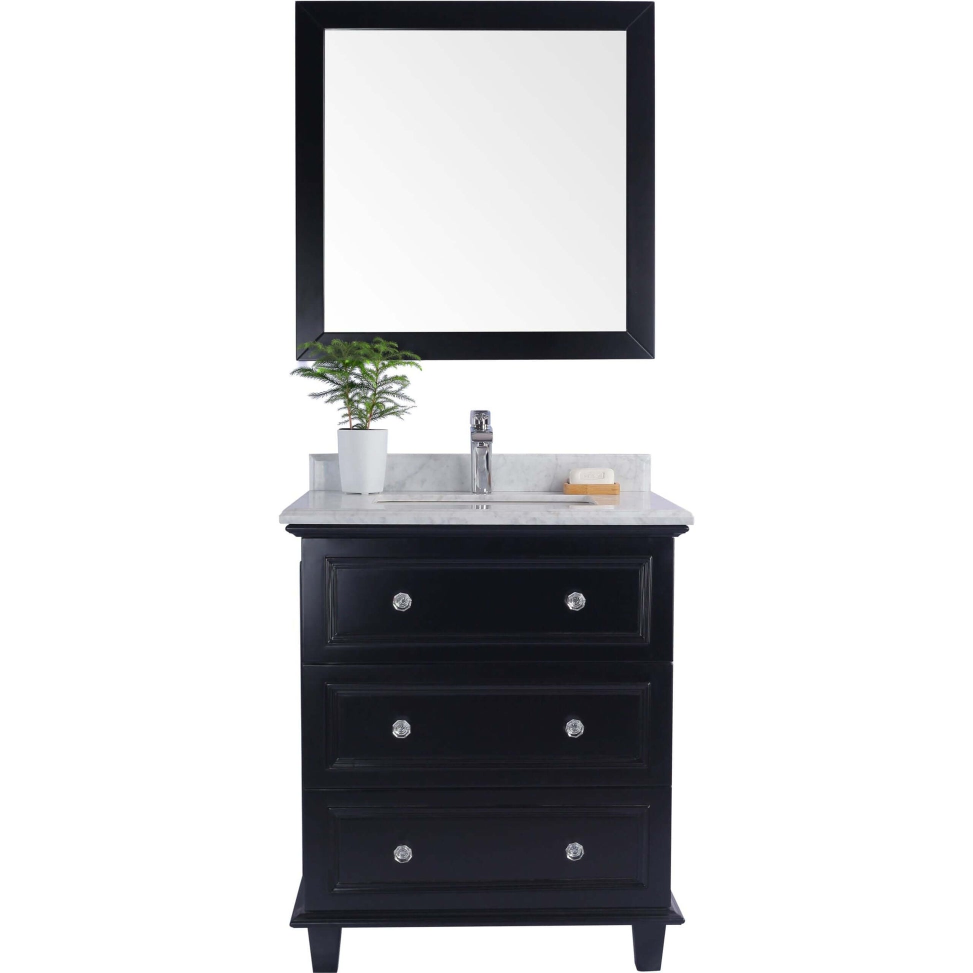 Luna 30" Espresso Bathroom Vanity with White Carrara Marble Countertop - 313DVN-30E-WC