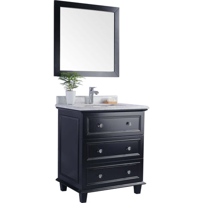 Luna 30" Espresso Bathroom Vanity with White Carrara Marble Countertop - 313DVN-30E-WC