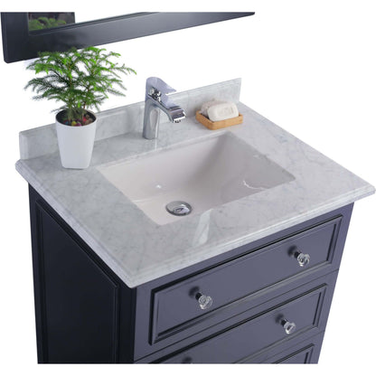 Luna 30" Espresso Bathroom Vanity with White Carrara Marble Countertop - 313DVN-30E-WC