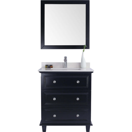 Luna 30" Espresso Bathroom Vanity with White Quartz Countertop - 313DVN-30E-WQ