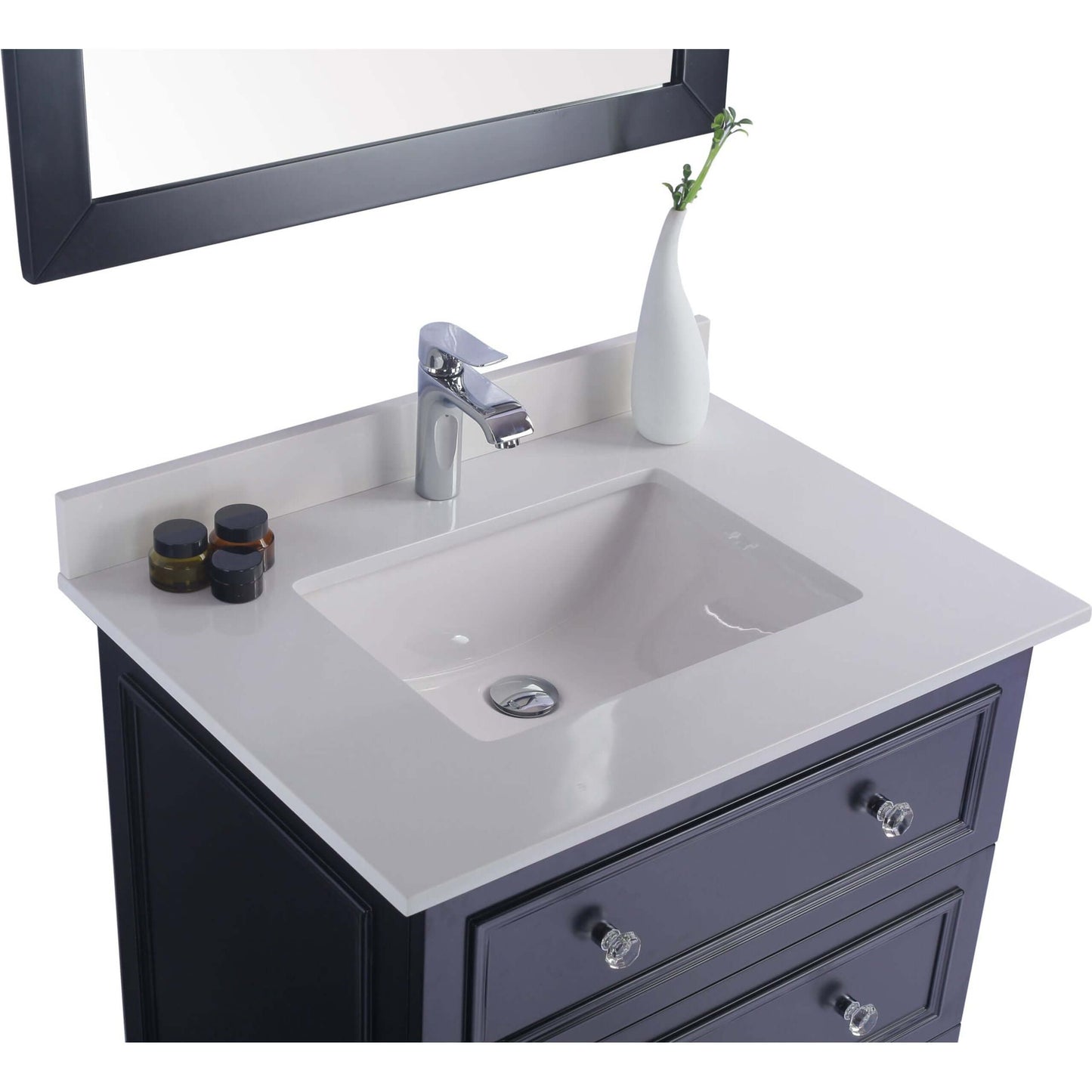 Luna 30" Espresso Bathroom Vanity with White Quartz Countertop - 313DVN-30E-WQ