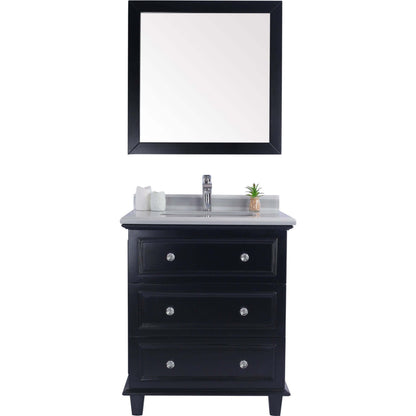 Luna 30" Espresso Bathroom Vanity with White Stripes Marble Countertop - 313DVN-30E-WS