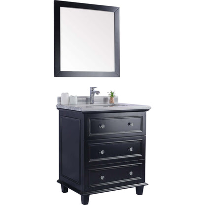 Luna 30" Espresso Bathroom Vanity with White Stripes Marble Countertop - 313DVN-30E-WS