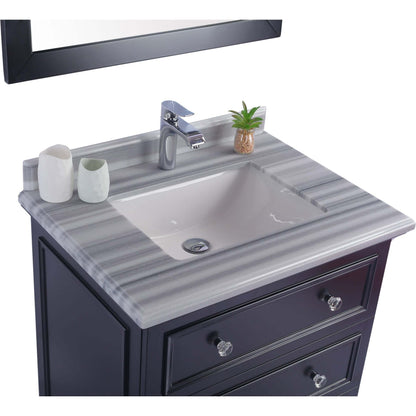 Luna 30" Espresso Bathroom Vanity with White Stripes Marble Countertop - 313DVN-30E-WS