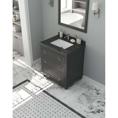 Luna 30" Maple Grey Bathroom Vanity with Black Wood Marble Countertop - 313DVN-30G-BW