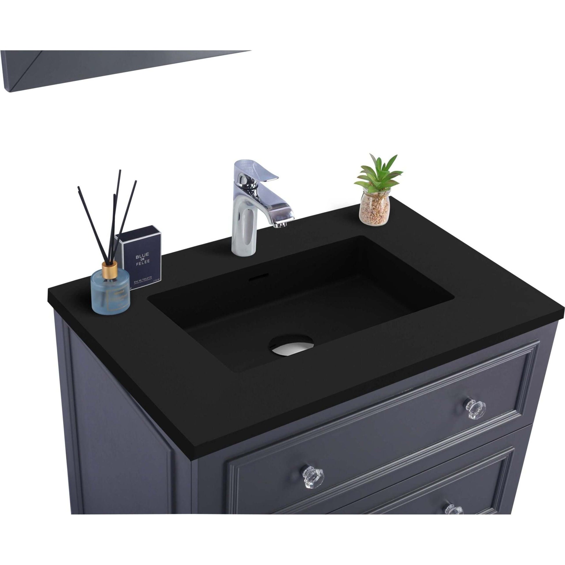 Luna 30" Maple Grey Bathroom Vanity with Matte Black VIVA Stone Solid Surface Countertop - 313DVN-30G-MB