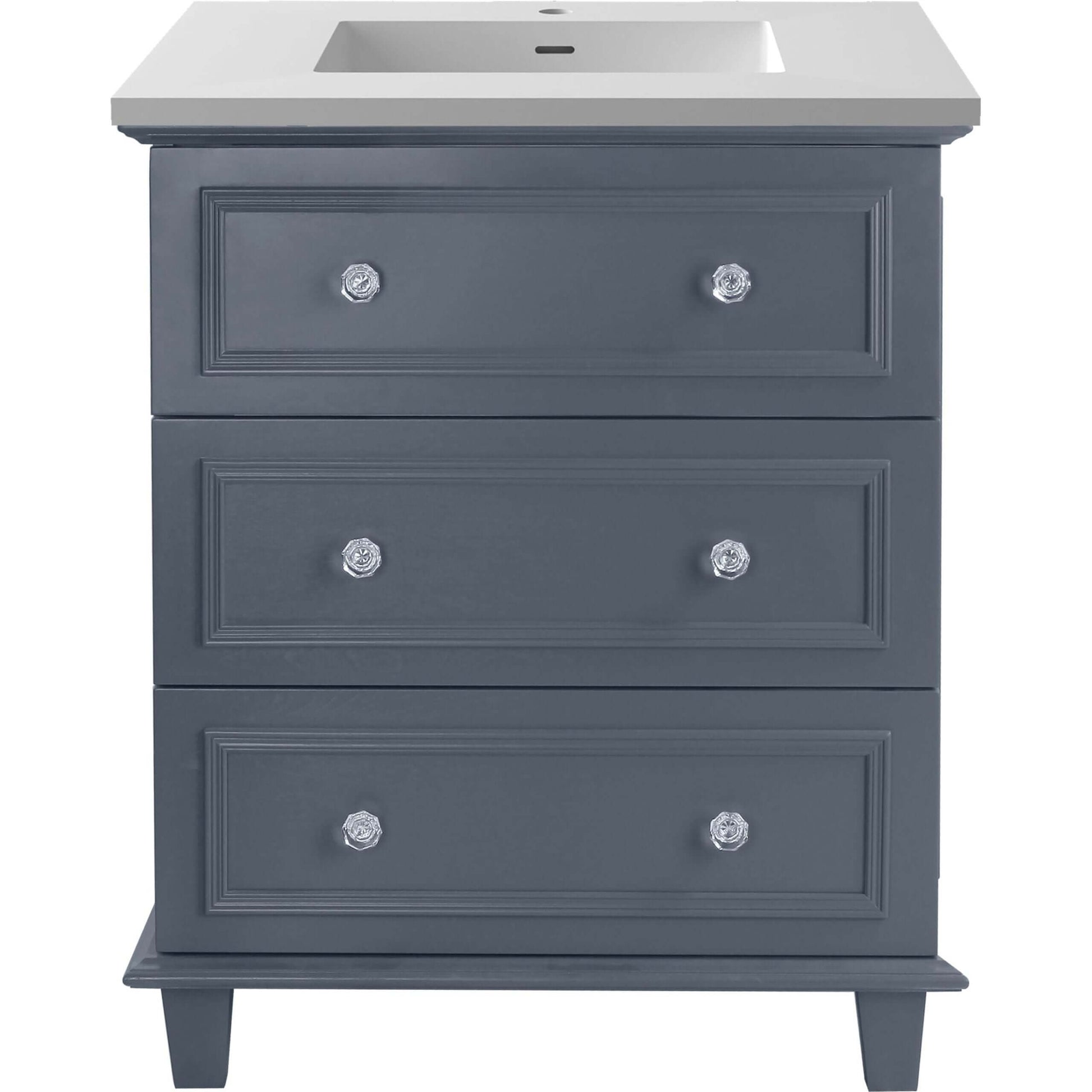 Luna 30" Maple Grey Bathroom Vanity with Matte White VIVA Stone Solid Surface Countertop - 313DVN-30G-MW