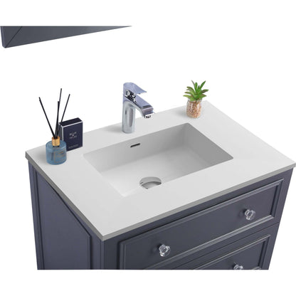 Luna 30" Maple Grey Bathroom Vanity with Matte White VIVA Stone Solid Surface Countertop - 313DVN-30G-MW