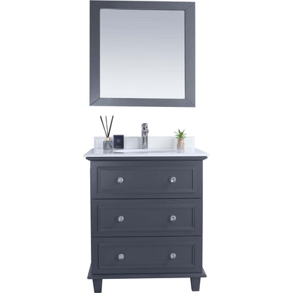 Luna 30" Maple Grey Bathroom Vanity with Pure White Phoenix Stone Countertop - 313DVN-30G-PW