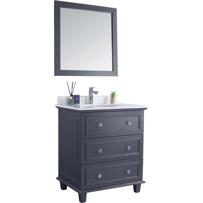 Luna 30" Maple Grey Bathroom Vanity with Pure White Phoenix Stone Countertop - 313DVN-30G-PW