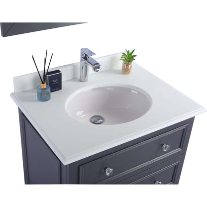 Luna 30" Maple Grey Bathroom Vanity with Pure White Phoenix Stone Countertop - 313DVN-30G-PW