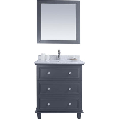 Luna 30" Maple Grey Bathroom Vanity with White Carrara Marble Countertop - 313DVN-30G-WC