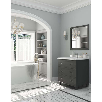 Luna 30" Maple Grey Bathroom Vanity with White Carrara Marble Countertop - 313DVN-30G-WC