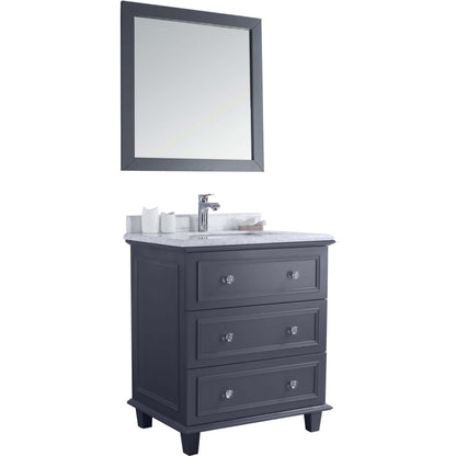 Luna 30" Maple Grey Bathroom Vanity with White Carrara Marble Countertop - 313DVN-30G-WC