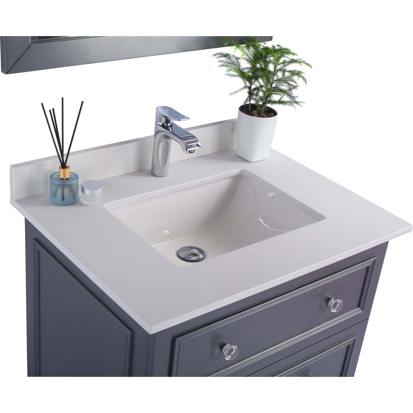 Luna 30" Maple Grey Bathroom Vanity with White Quartz Countertop - 313DVN-30G-WQ