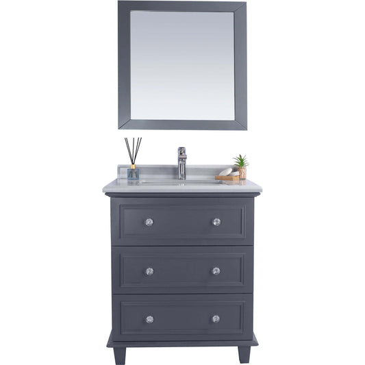 Luna 30" Maple Grey Bathroom Vanity with White Stripes Marble Countertop - 313DVN-30G-WS