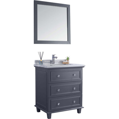 Luna 30" Maple Grey Bathroom Vanity with White Stripes Marble Countertop - 313DVN-30G-WS