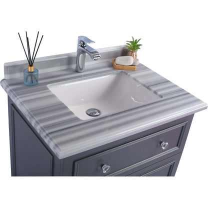 Luna 30" Maple Grey Bathroom Vanity with White Stripes Marble Countertop - 313DVN-30G-WS