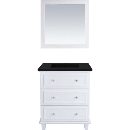 Luna 30" White Bathroom Vanity with Matte Black VIVA Stone Solid Surface Countertop - 313DVN-30W-MB