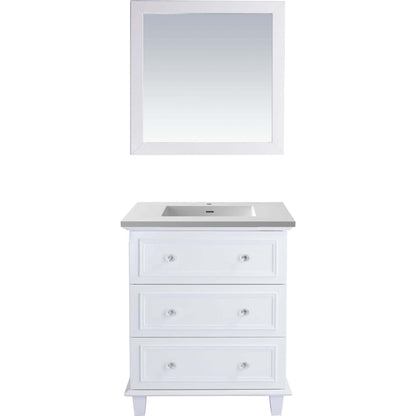 Luna 30" White Bathroom Vanity with Matte White VIVA Stone Solid Surface Countertop - 313DVN-30W-MW