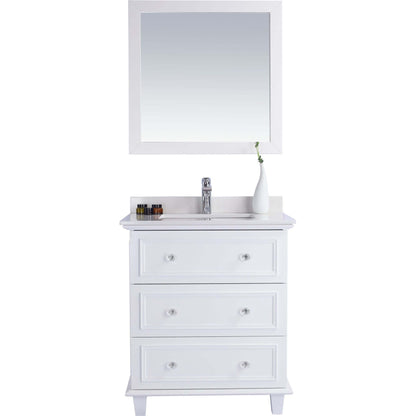 Luna 30" White Bathroom Vanity with White Quartz Countertop - 313DVN-30W-WQ