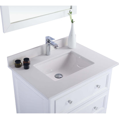 Luna 30" White Bathroom Vanity with White Quartz Countertop - 313DVN-30W-WQ