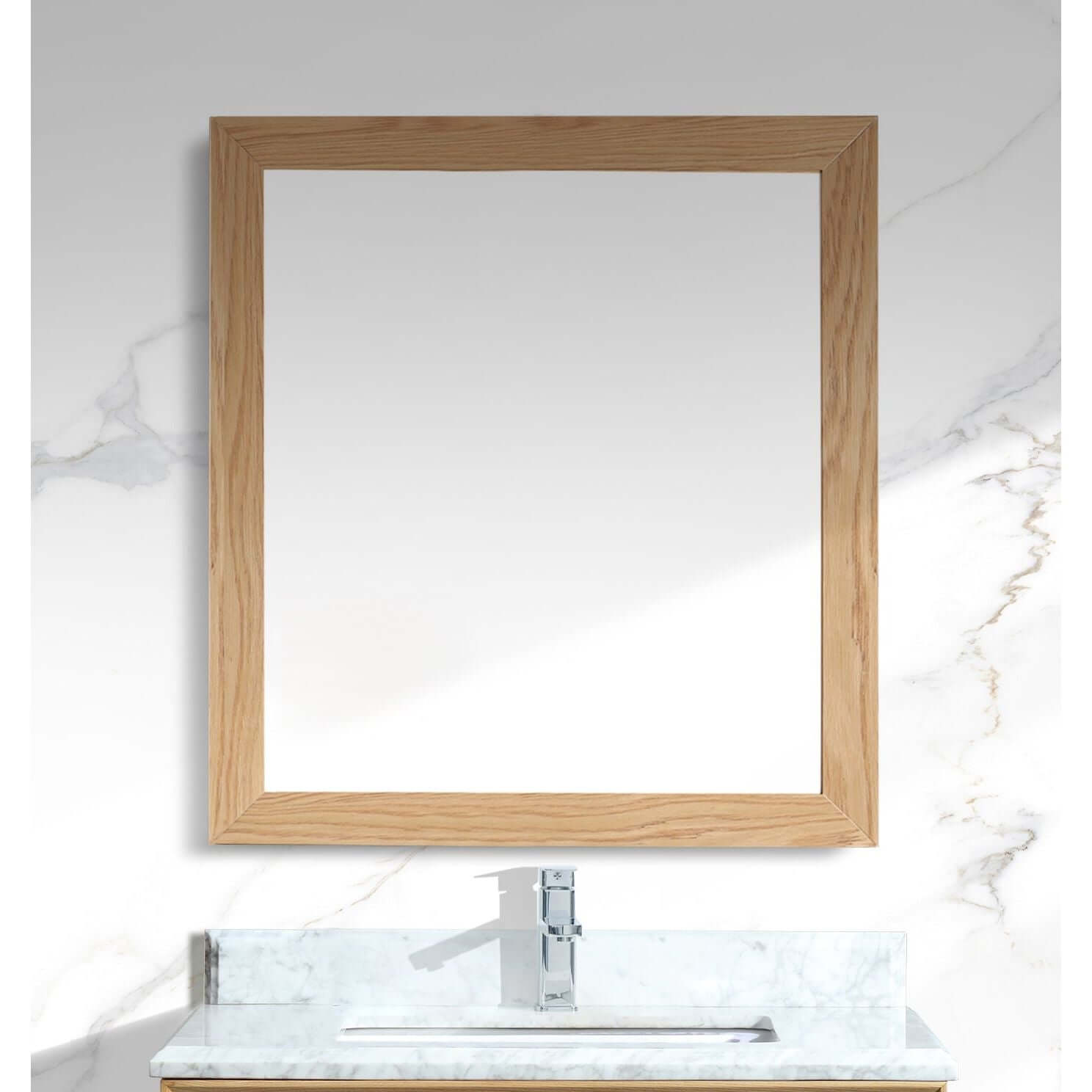 Sterling 30" Framed Square California White Oak Mirror - 313FF-3030CO