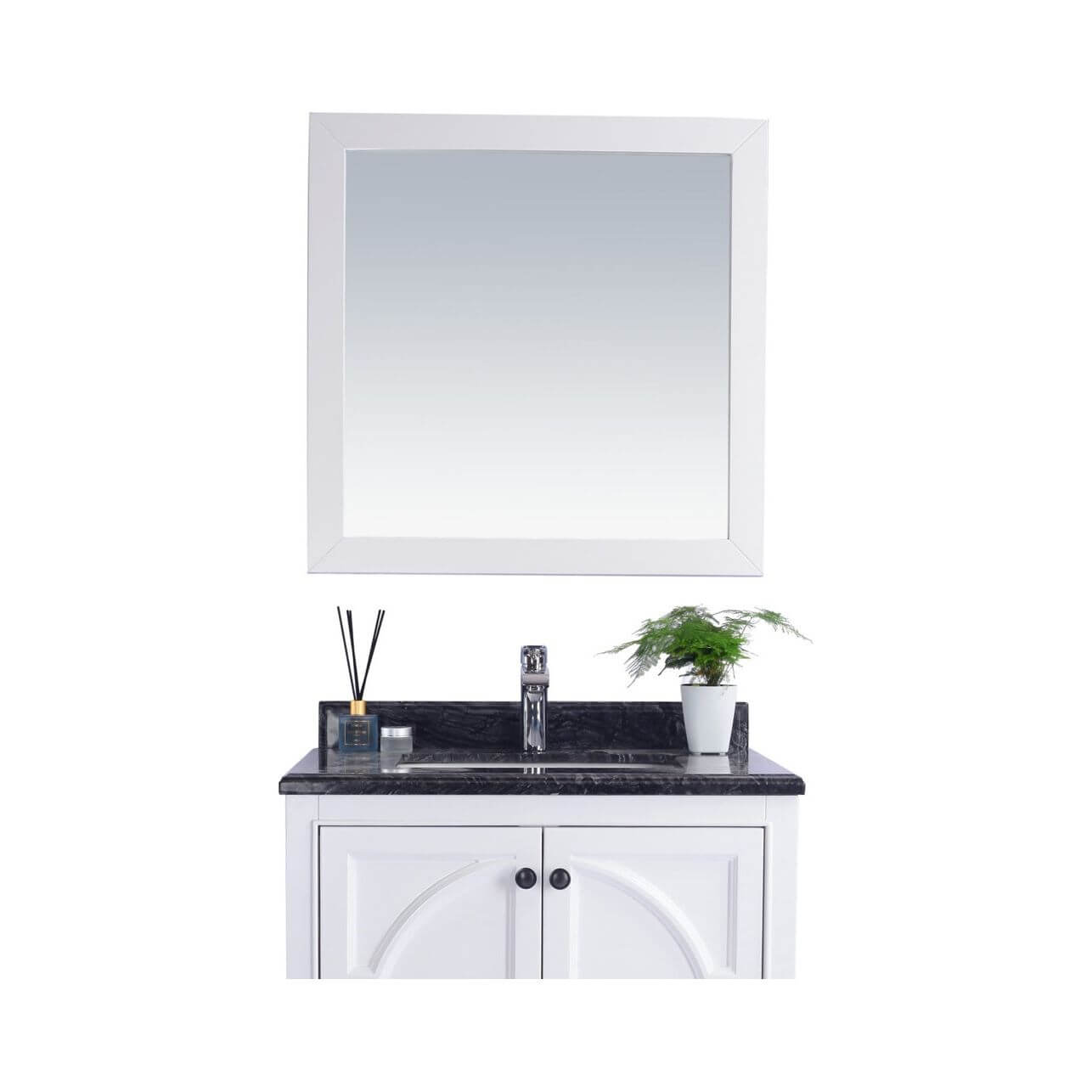 Sterling 30" Framed Square White Mirror - 313FF-3030W