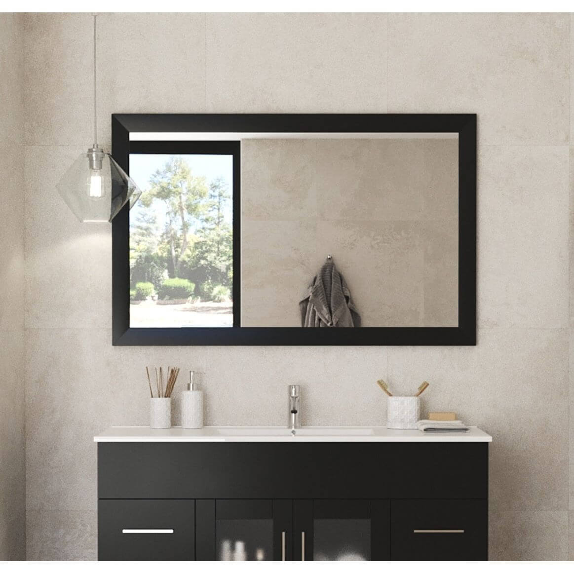 Sterling 48" Framed Rectangular Espresso Mirror - 313FF-4830E