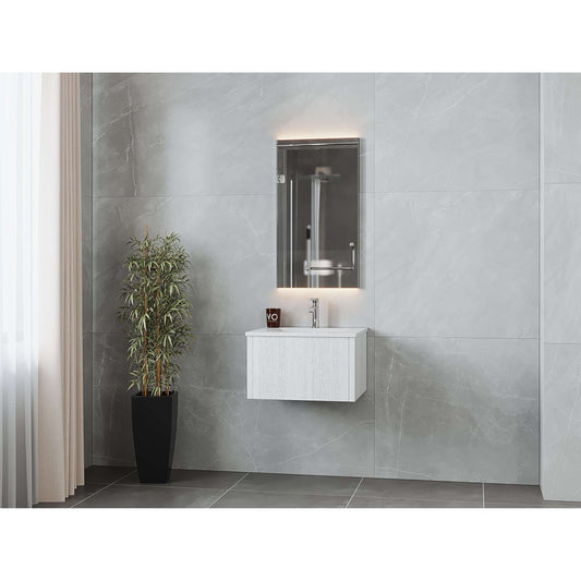 Legno 24" Alabaster White Bathroom Vanity with Matte White VIVA Stone Solid Surface Countertop - 313LGN-24AW-MW