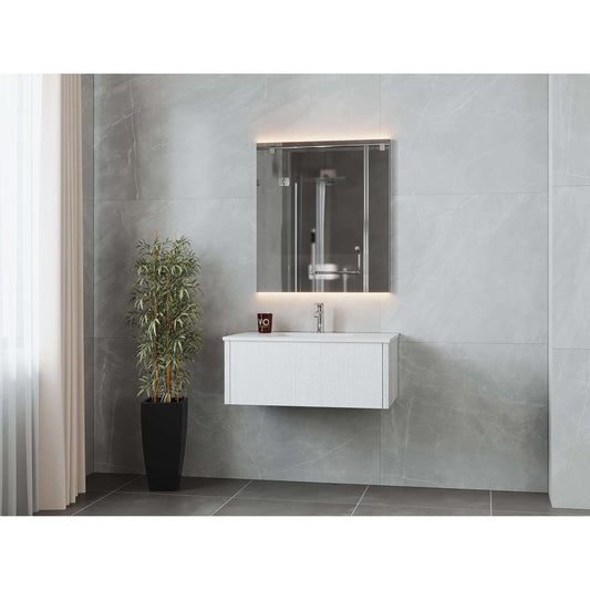 Legno 36" Alabaster White Bathroom Vanity with Matte White VIVA Stone Solid Surface Countertop - 313LGN-36AW-MW