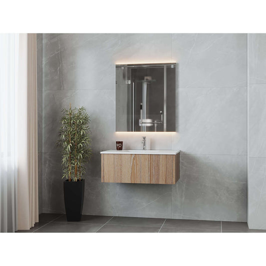 Legno 36" Weathered Grey Bathroom Vanity with Matte White VIVA Stone Solid Surface Countertop - 313LGN-36WG-MW