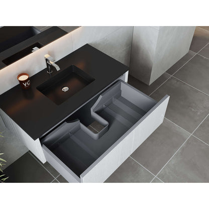 Legno 42" Alabaster White Bathroom Vanity with Matte Black VIVA Stone Solid Surface Countertop - 313LGN-42AW-MB