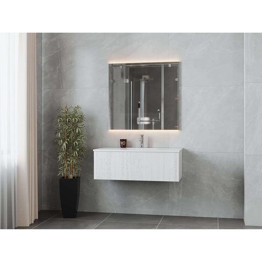 Legno 42" Alabaster White Bathroom Vanity with Matte White VIVA Stone Solid Surface Countertop - 313LGN-42AW-MW