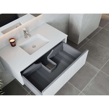 Legno 42" Alabaster White Bathroom Vanity with Matte White VIVA Stone Solid Surface Countertop - 313LGN-42AW-MW