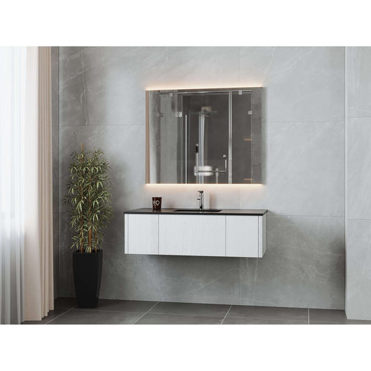 Legno 48" Alabaster White Bathroom Vanity with Matte Black VIVA Stone Solid Surface Countertop - 313LGN-48AW-MB